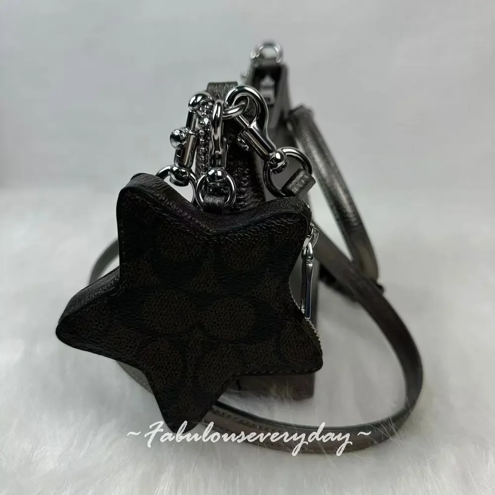 Coach Laurel Small Shoulder Bag Star Charm Leather/Metallic Graphite CCF16 NWT